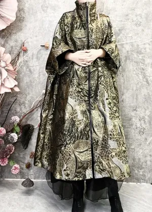 Loose Fitting Versatile Oversized Trench Coat Patchwork Jacquard ML0912