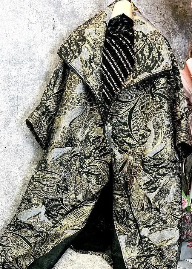 Loose Fitting Versatile Oversized Trench Coat Patchwork Jacquard ML0912