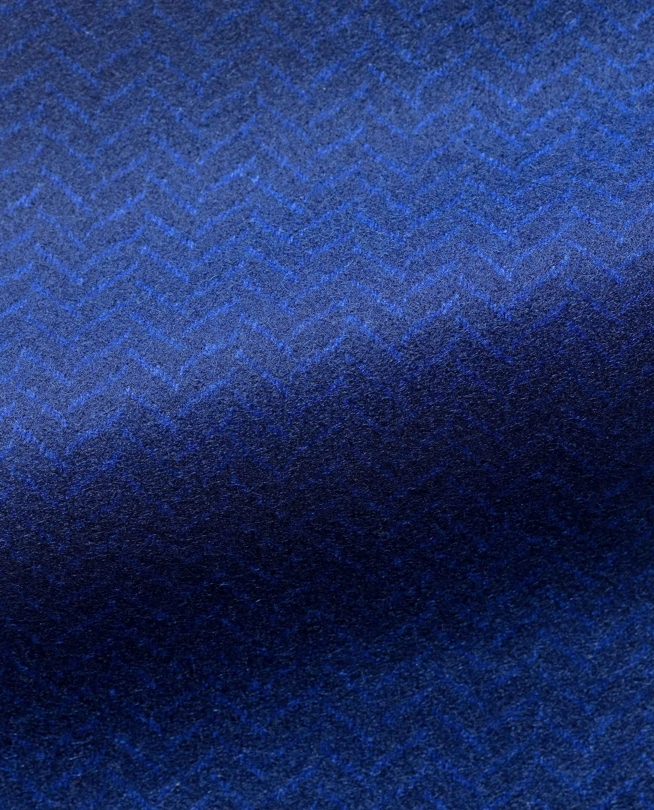 Loro Piana Cobalt Blue Merino Wool Felted Herringbone