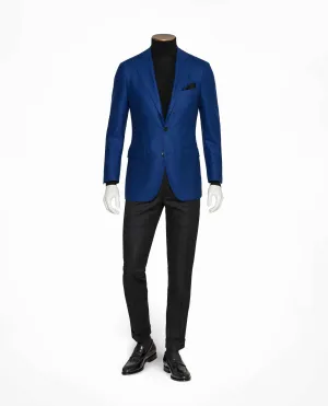 Loro Piana Cobalt Blue Merino Wool Felted Herringbone