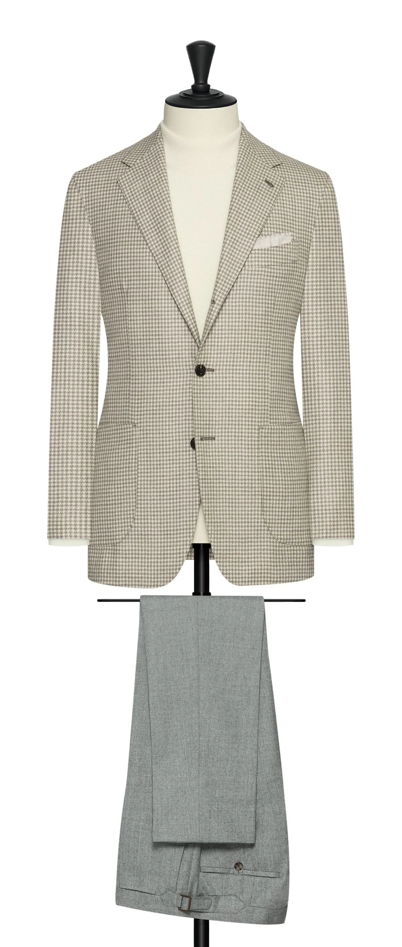 Loro Piana Oatmeal Sand S120 Merino Wool Houndstooth