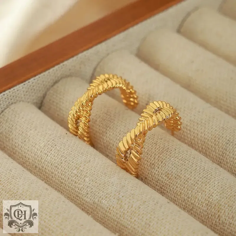 Luxurious 18K Gold C-Shaped Cross Earrings