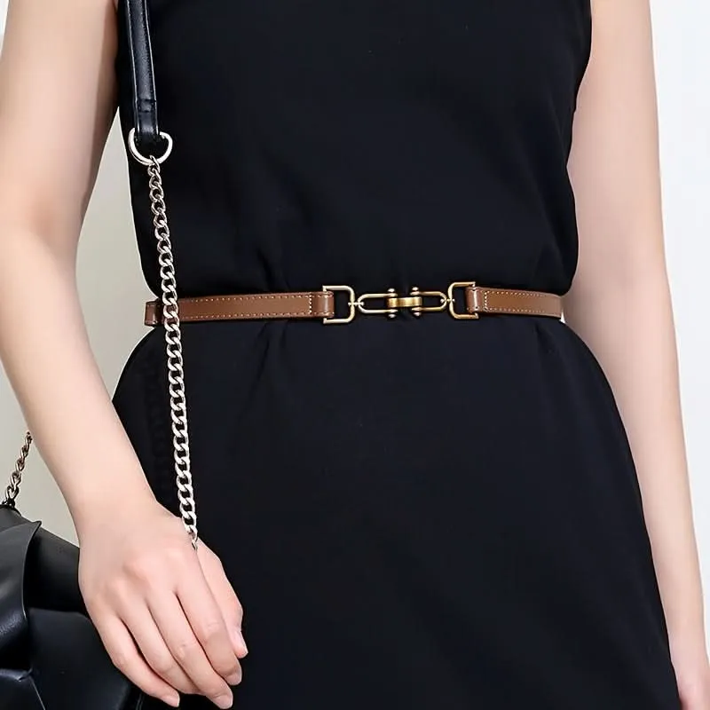 Luxurious Leather Thin Belt for Women