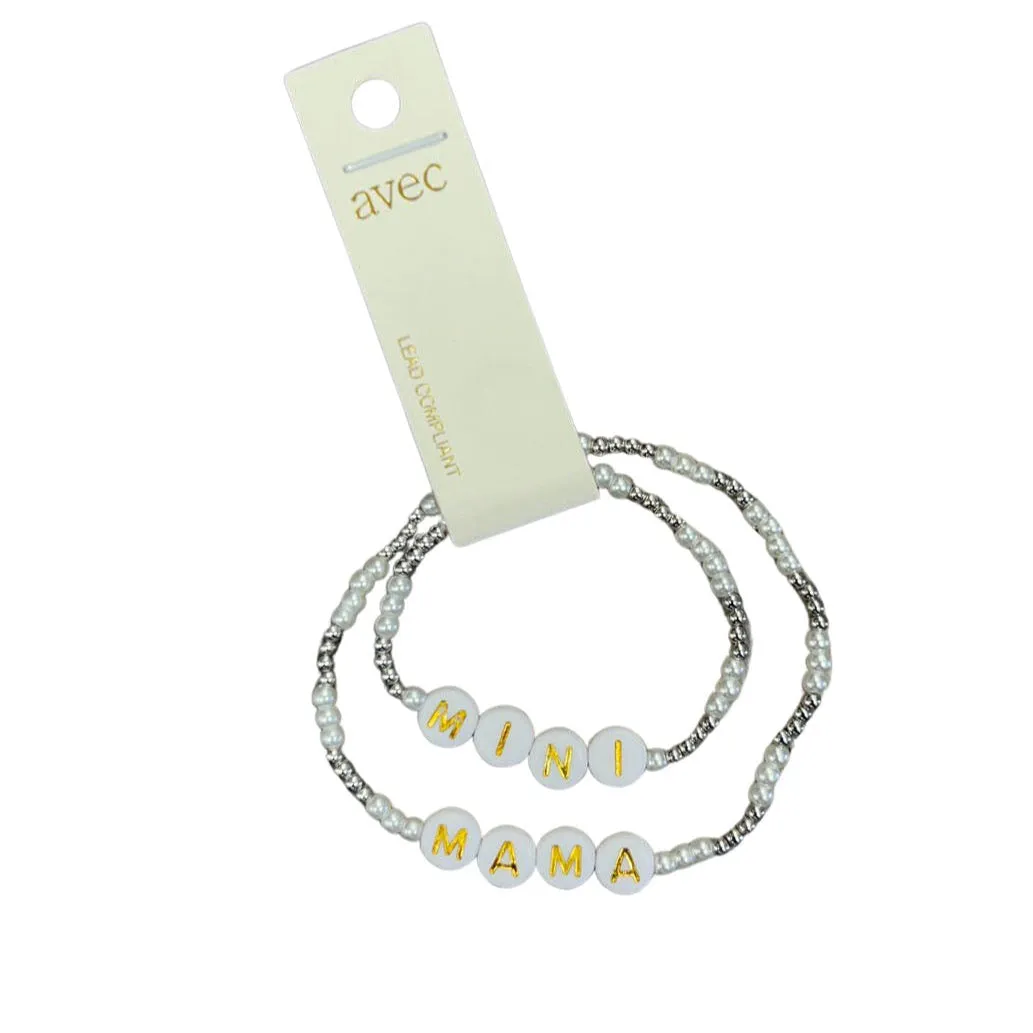 Mama & Mini Micro Beaded Matching Bracelet Set - In Gold & Silver