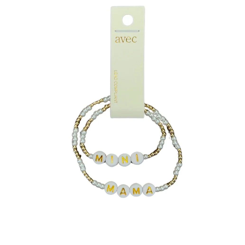 Mama & Mini Micro Beaded Matching Bracelet Set - In Gold & Silver