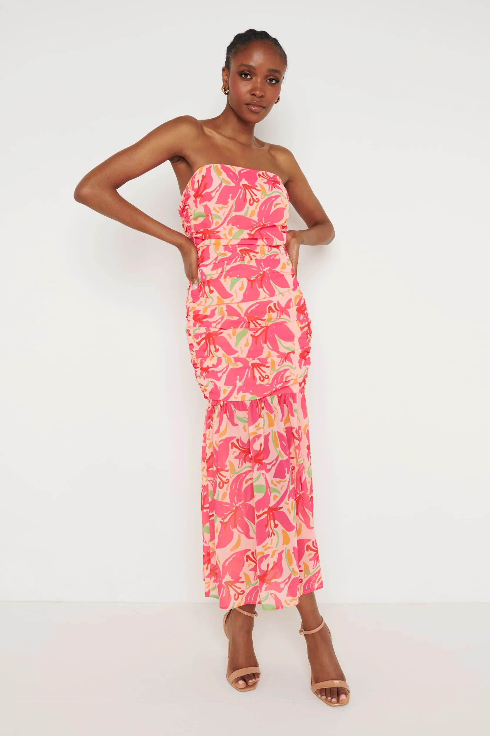 Marlee Floaty Hem Midaxi Dress - Pink Lily