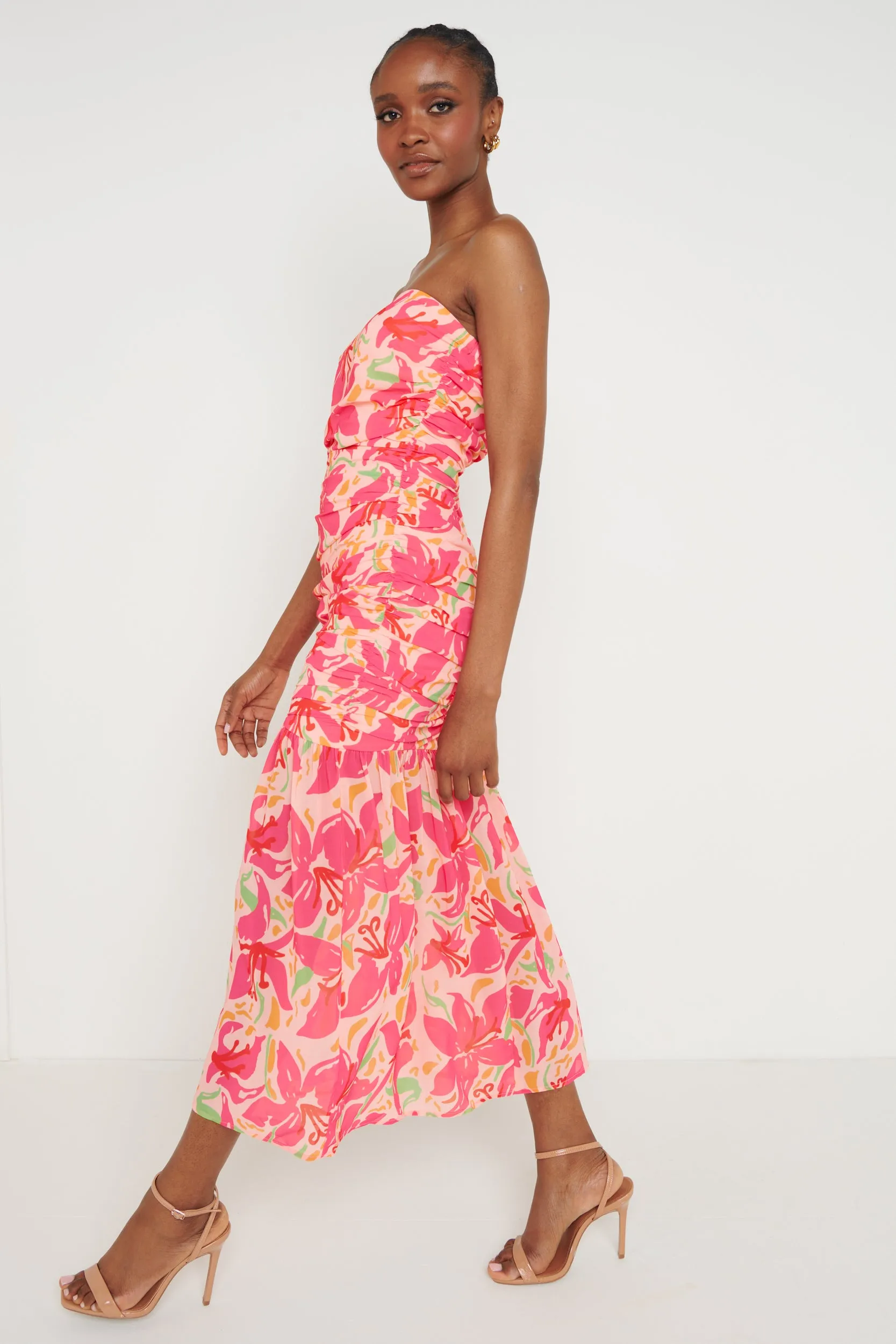Marlee Floaty Hem Midaxi Dress - Pink Lily