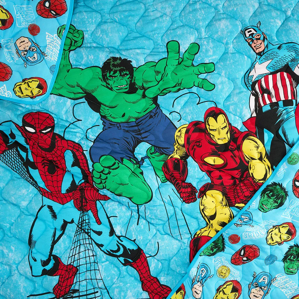 Marvel Heroes Assemble & Marvel Hero Reversible Quilted Patoo Blanket
