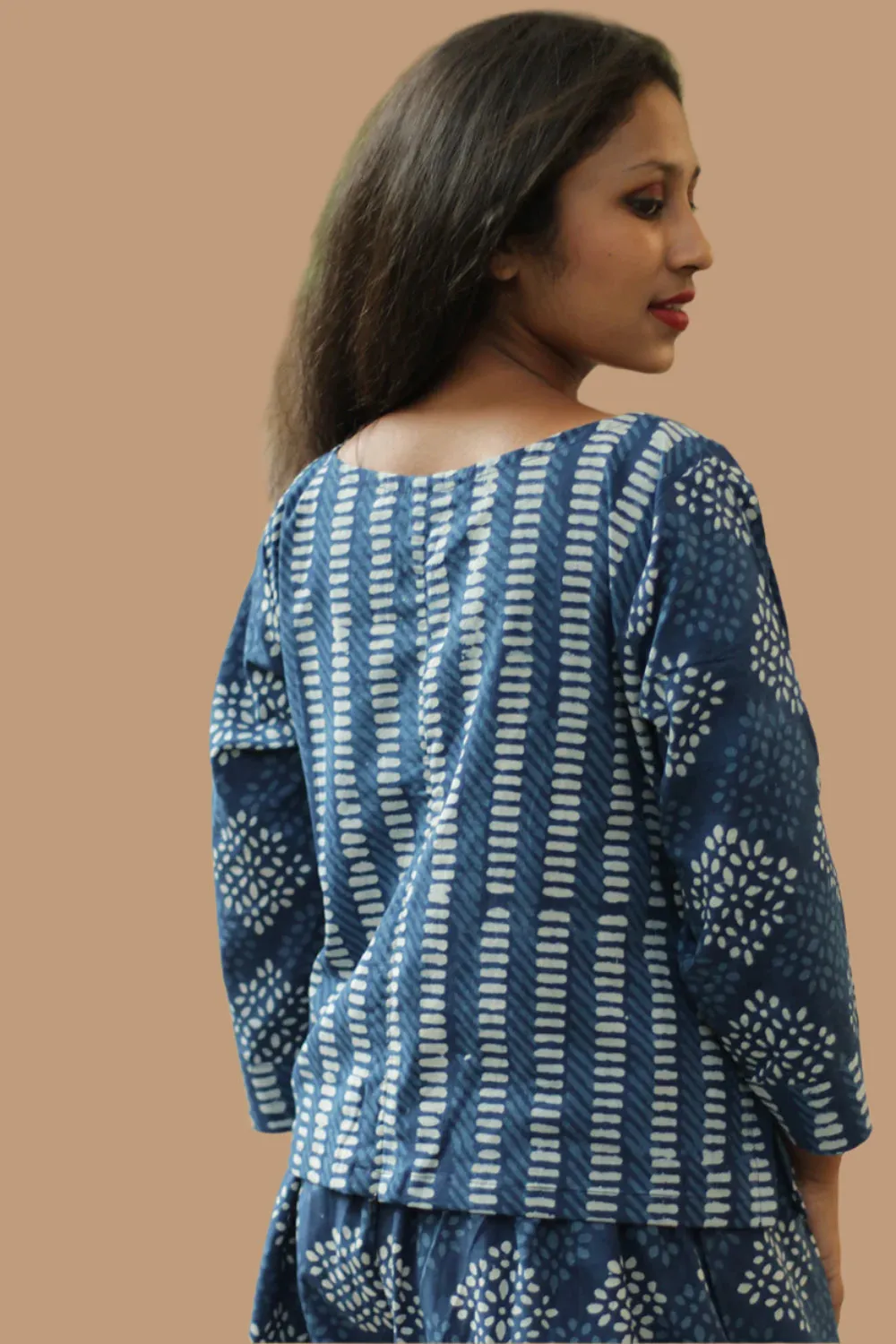 Mrittika | Crop Top | Indigo Stripes