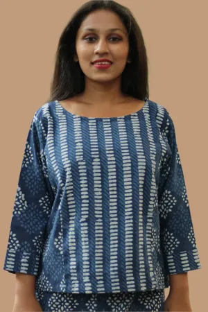 Mrittika | Crop Top | Indigo Stripes