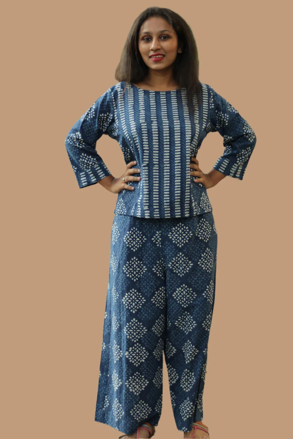 Mrittika | Crop Top | Indigo Stripes