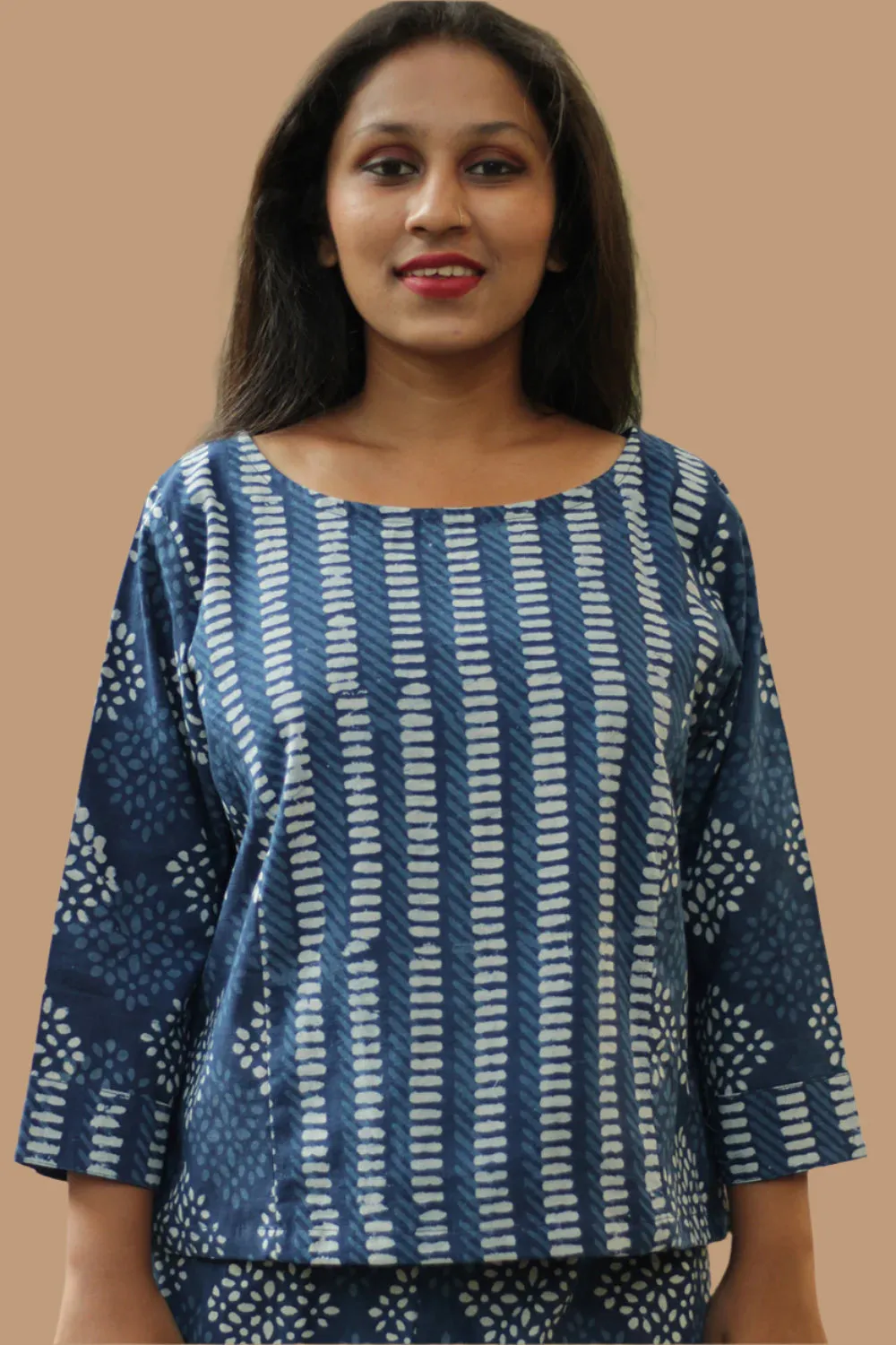 Mrittika | Crop Top | Indigo Stripes