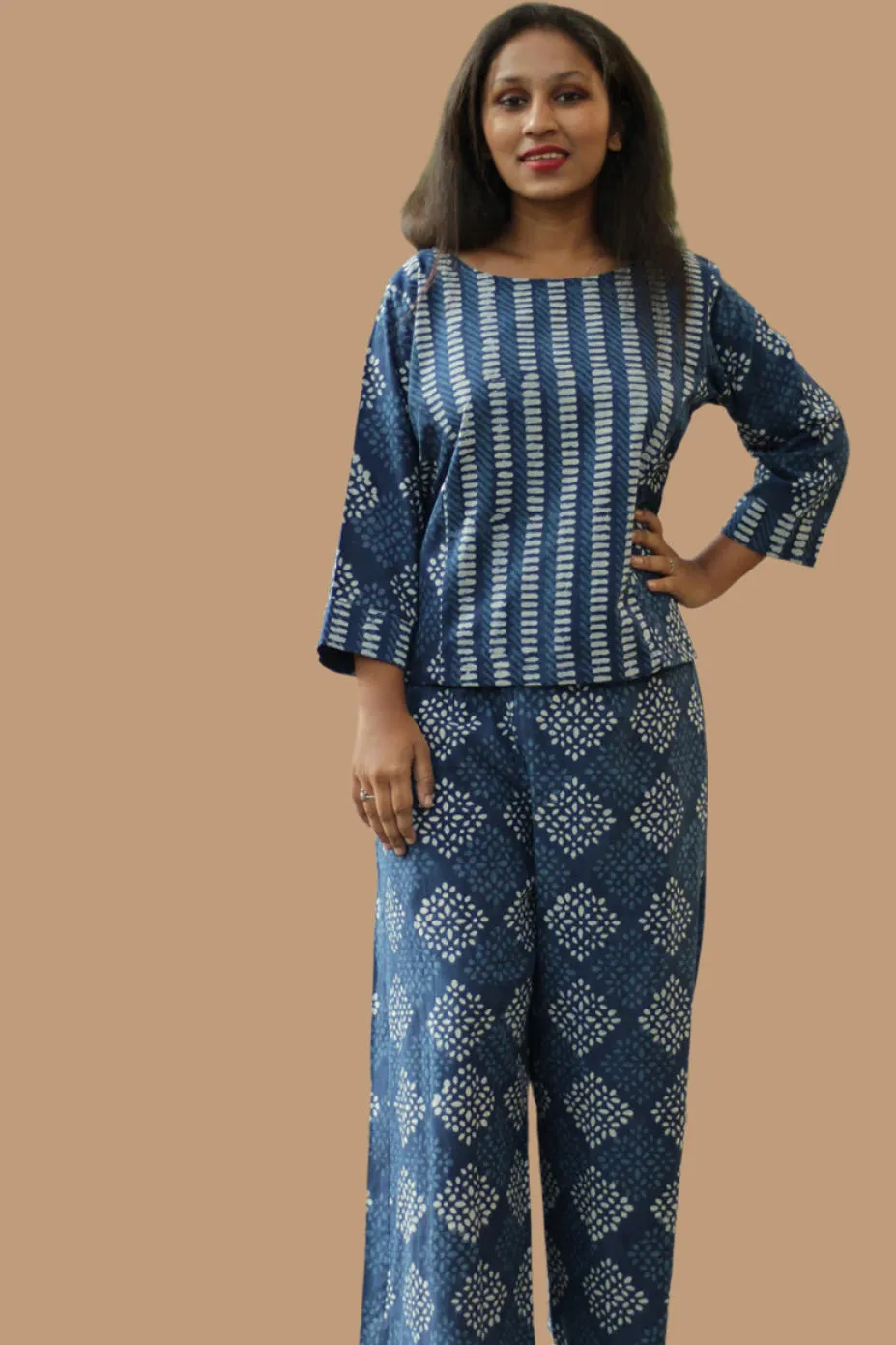 Mrittika | Crop Top | Indigo Stripes
