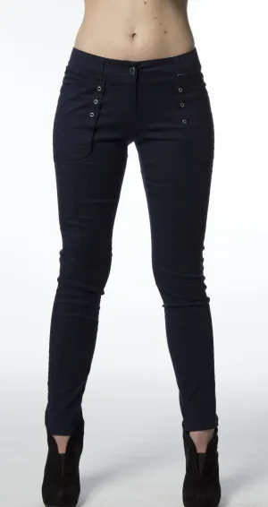 Navy Front Pocket Grommet Pant-184