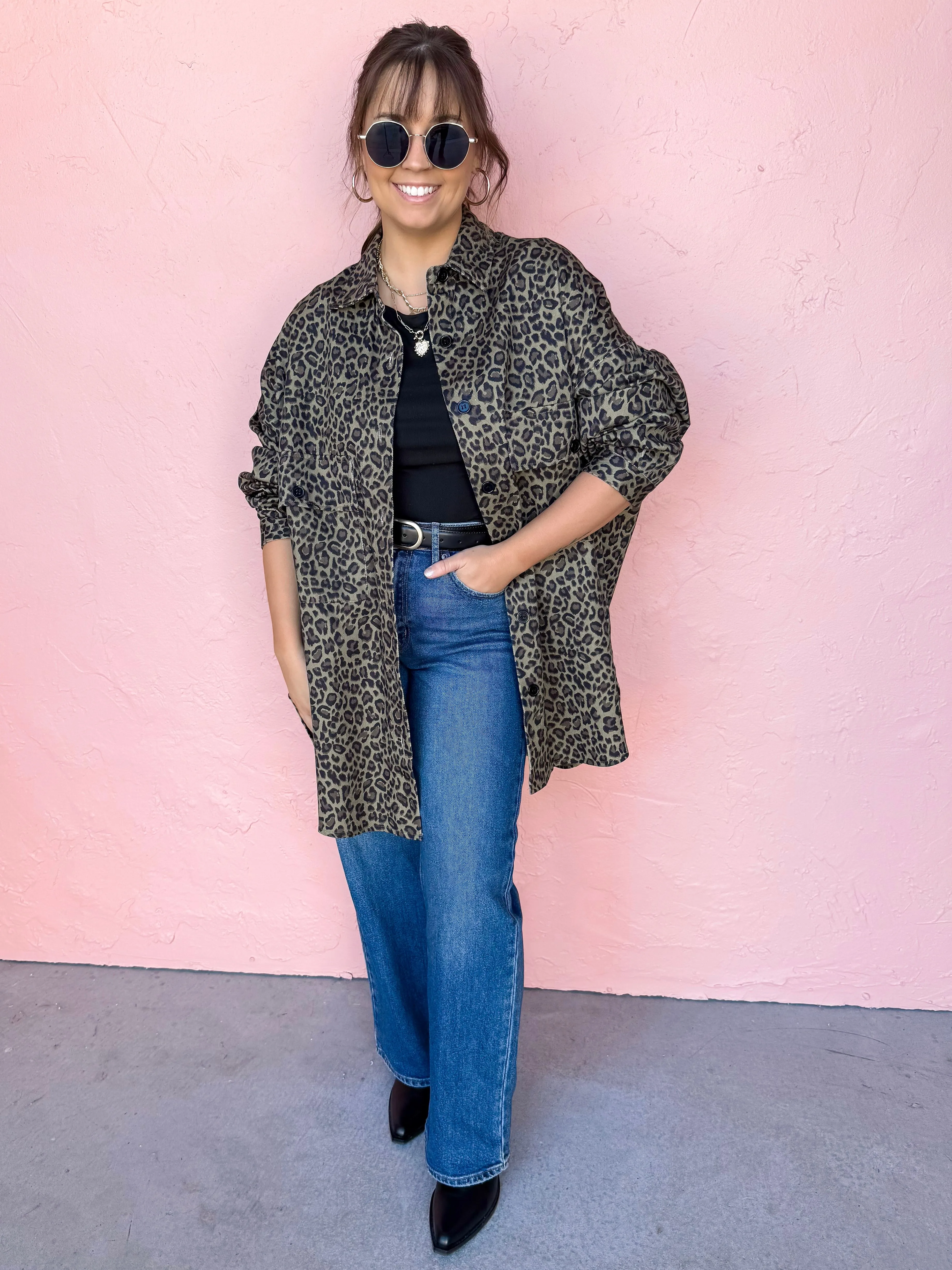 Playful Composure Leopard Oversized Top
