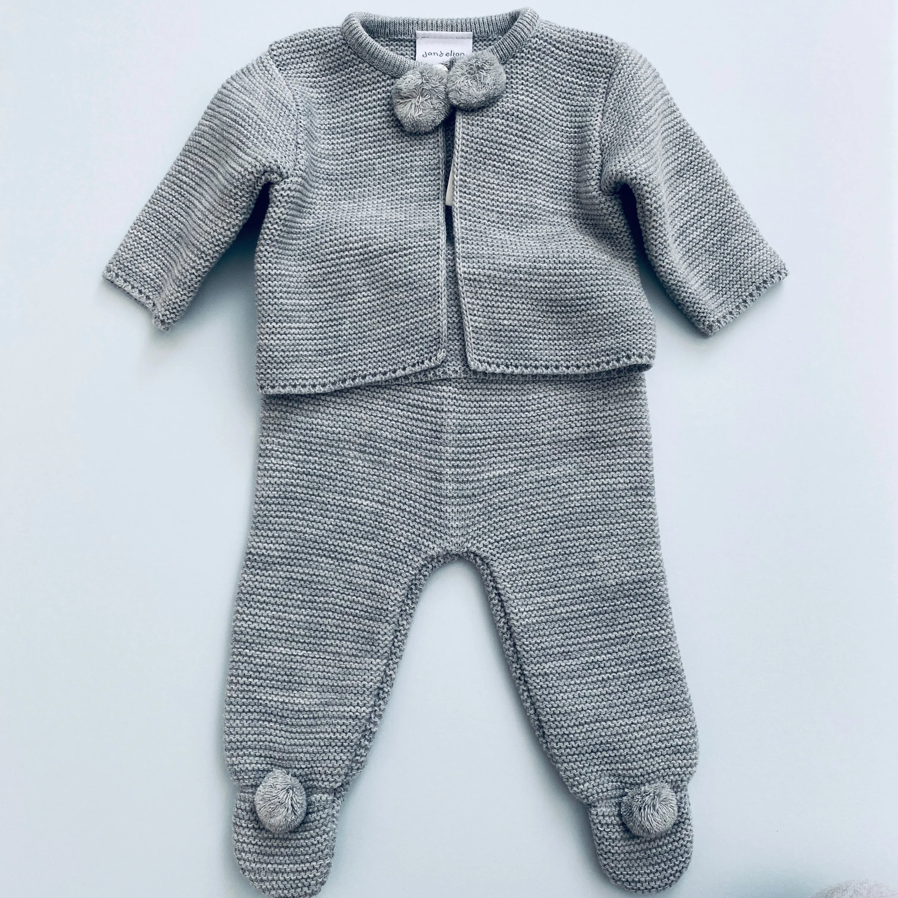 Pom Pom Grey Knitted 2 Piece Set
