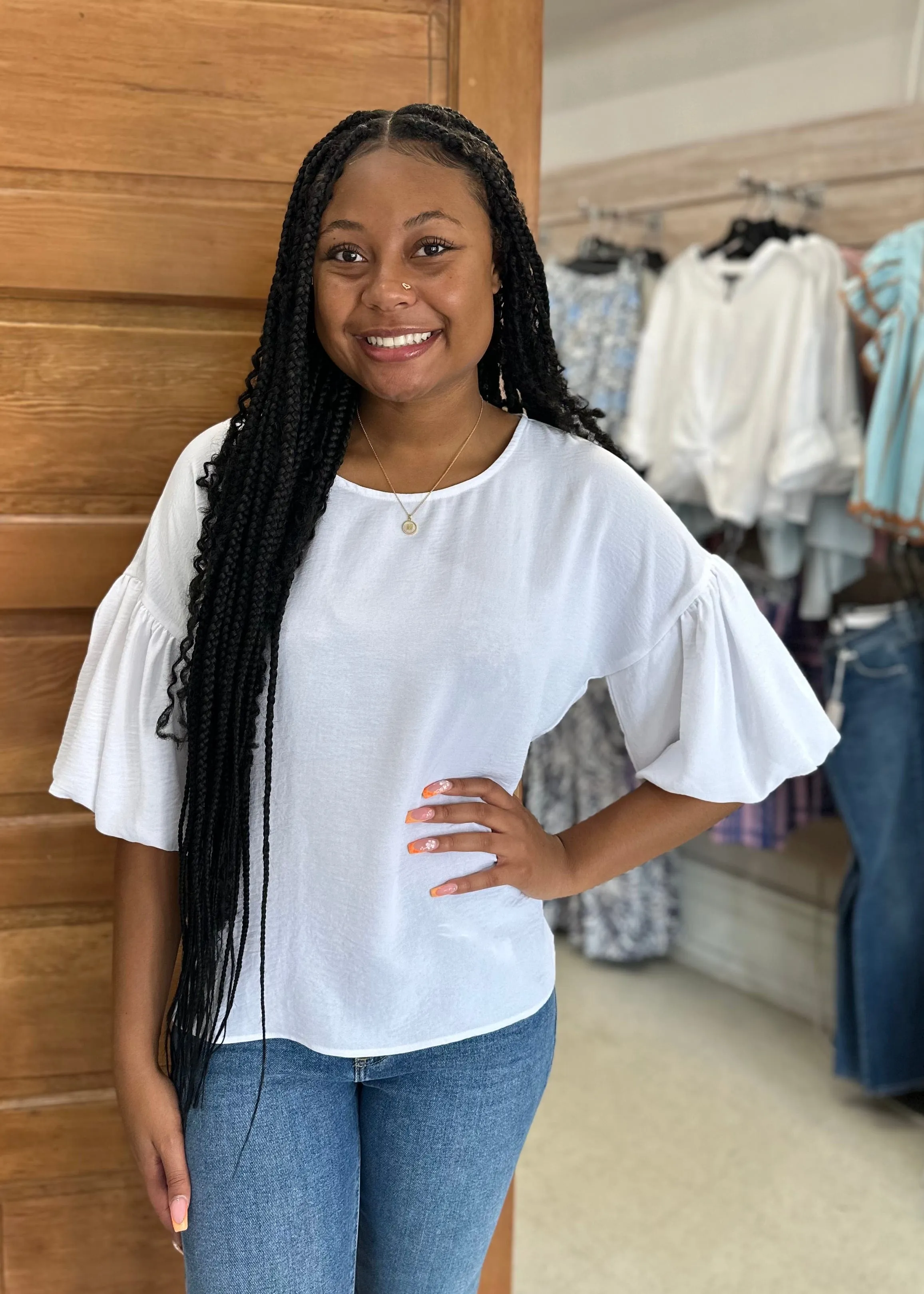 Pouf Sleeve Top by Ivy Jane | White