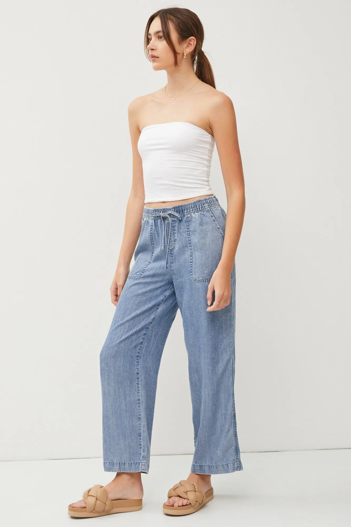 SEND A NOTE CHAMBRAY PANTS