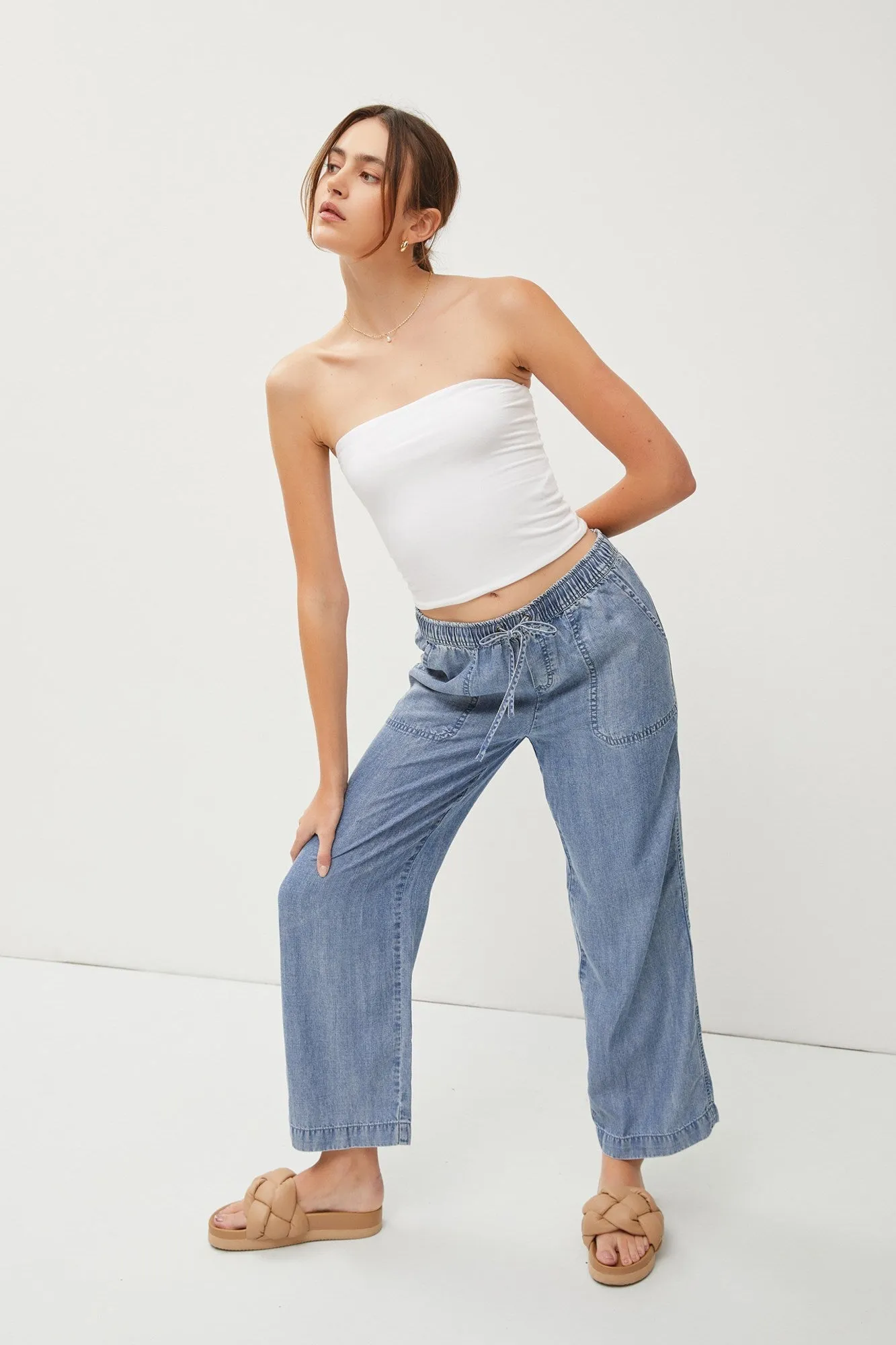 SEND A NOTE CHAMBRAY PANTS