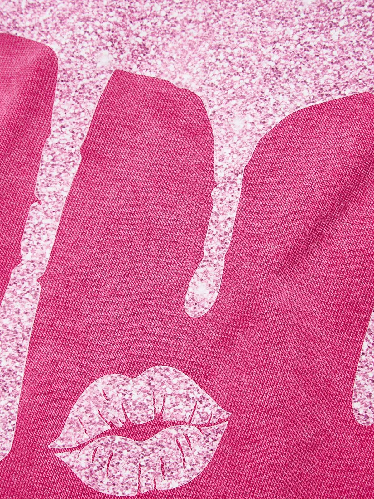 Sexy Rhinestone Lip 350g Print Wash sweatshirt