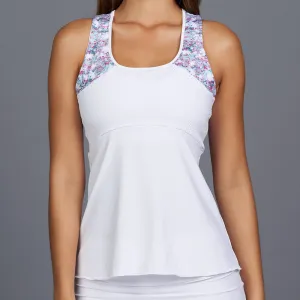 Shabby Chic Racerback Top (white/print)