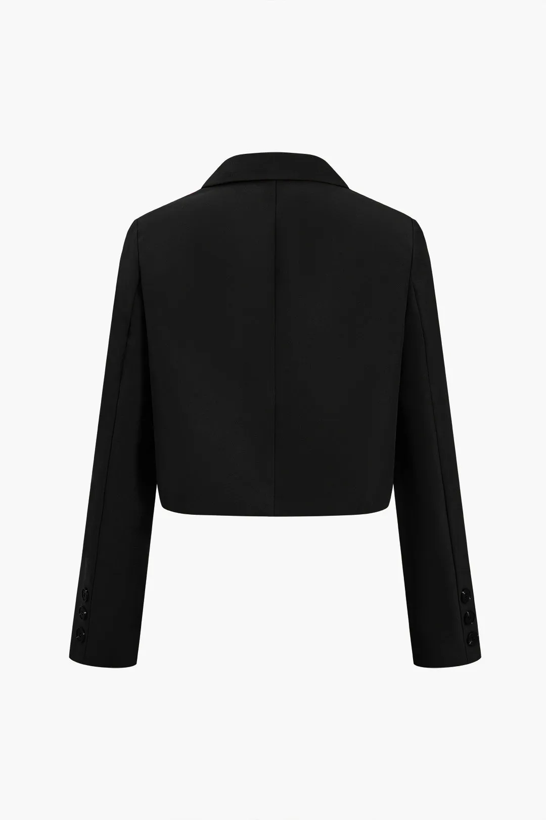 Solid Crop Button Blazer