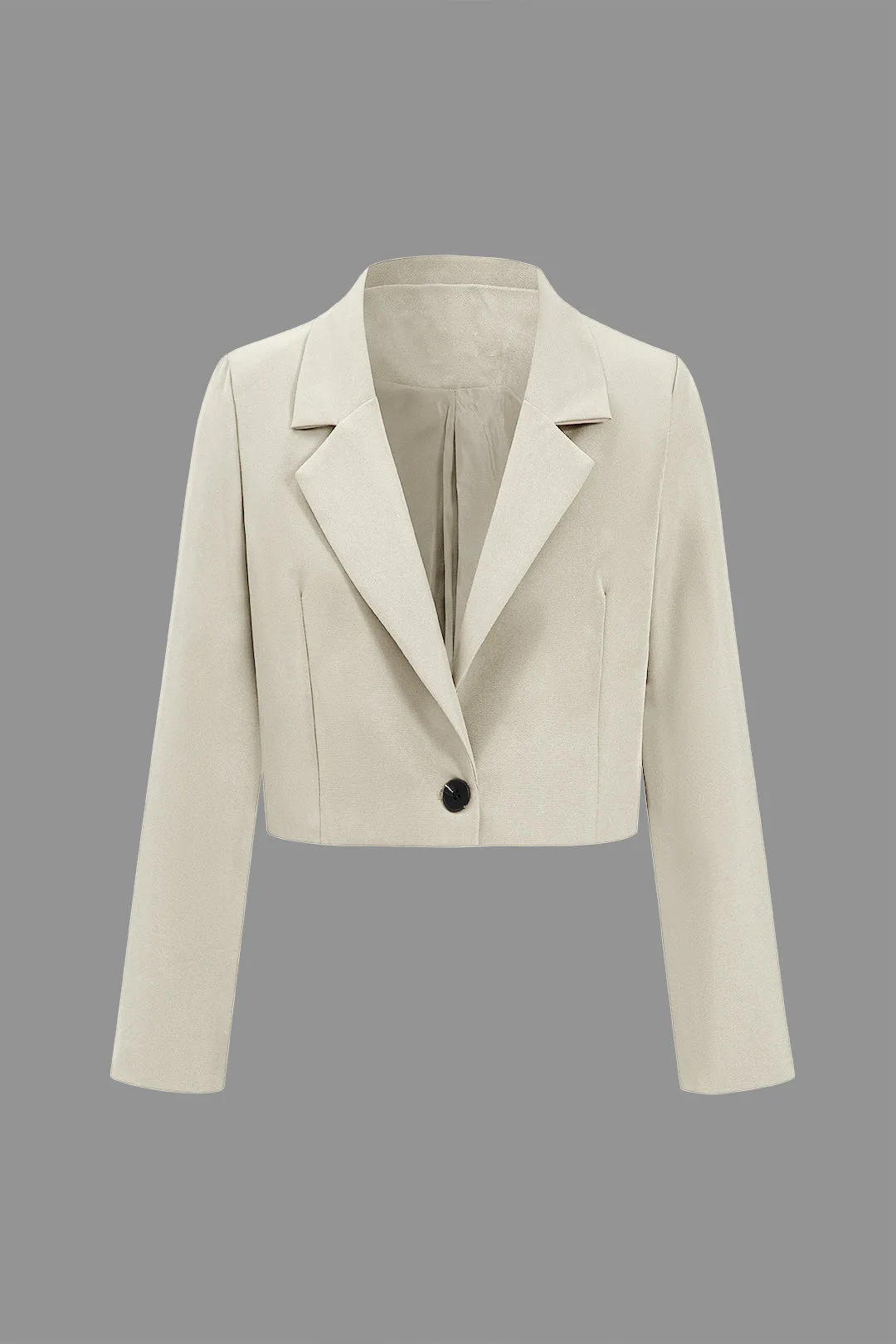 Solid Crop Button Blazer