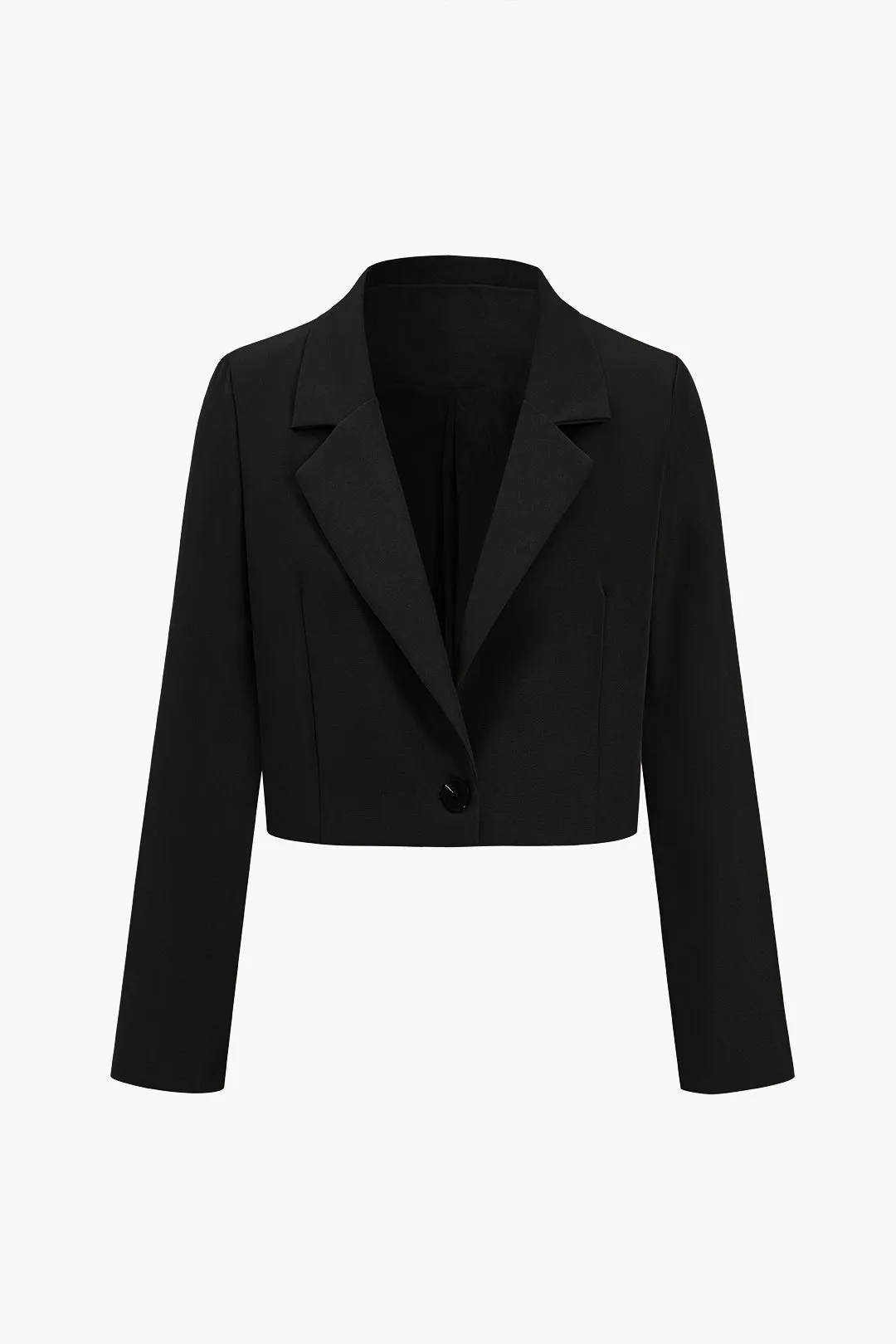 Solid Crop Button Blazer