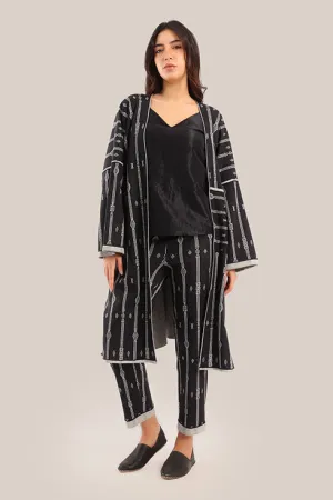 Striped jacquard pants with narrow-bottom