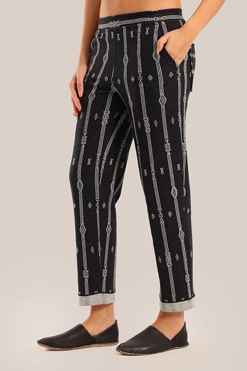 Striped jacquard pants with narrow-bottom