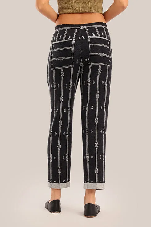 Striped jacquard pants with narrow-bottom