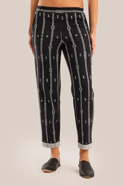 Striped jacquard pants with narrow-bottom