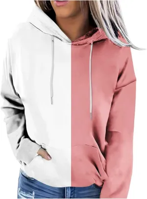 TANGNADE Women's Fall Hoodies Casual Trendy Long Sleeve Sweatshirt Drawstring Hooded Pullover Tops Pocket Workout Blouse