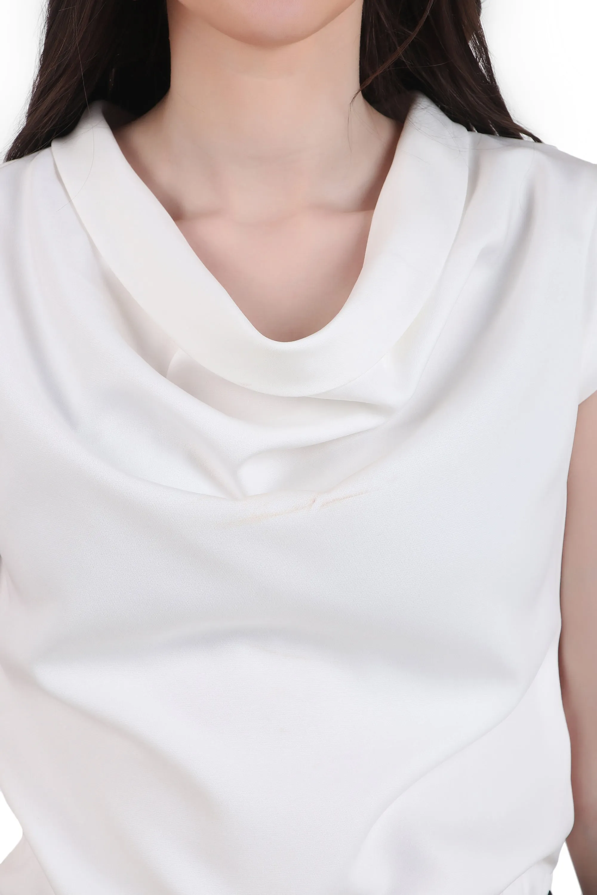 Timeless White Draped Neck Top