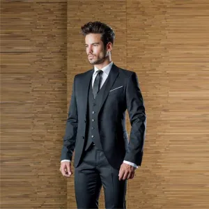 Tuxedo Suit Jacket Pants Vest Suits Peaked Lapel Slim Fit