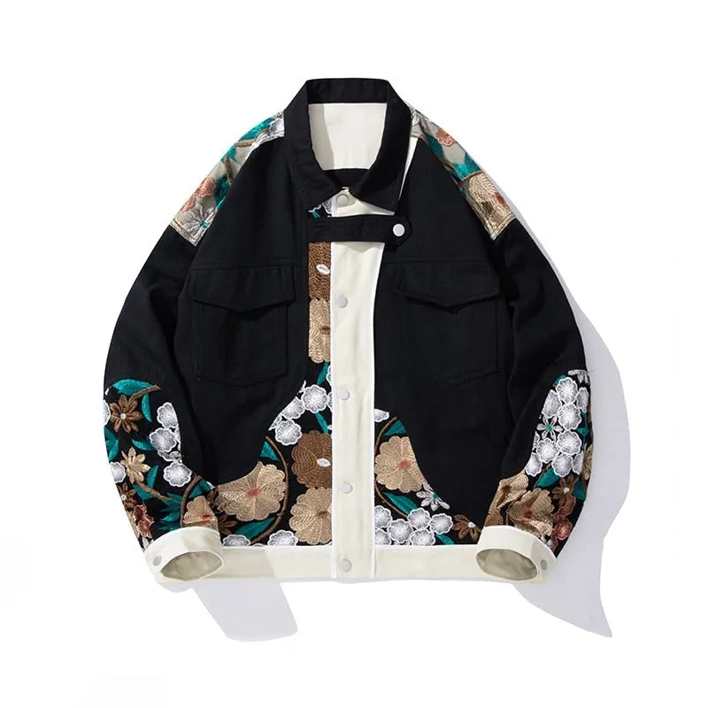 Unisex Versatile Casual Embroidery Denim Coats
