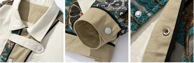 Unisex Versatile Casual Embroidery Denim Coats
