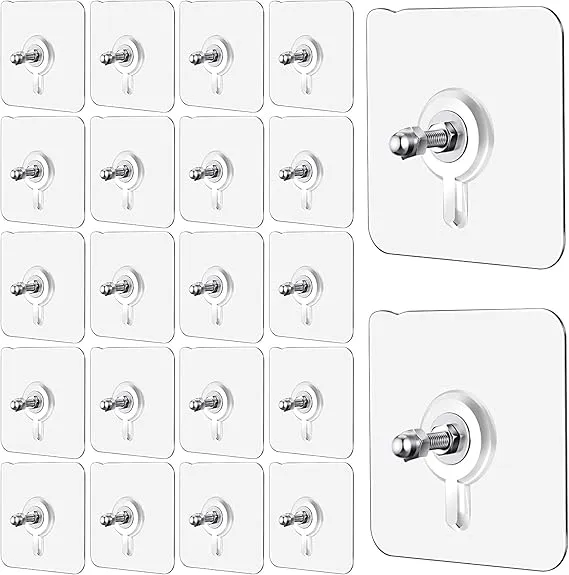Wall Hooks for Hanging, Durable Practical Transparent Strong Adhesive Screw Wall Nail (Pack of 10)