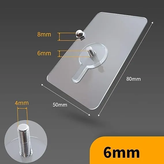 Wall Hooks for Hanging, Durable Practical Transparent Strong Adhesive Screw Wall Nail (Pack of 10)