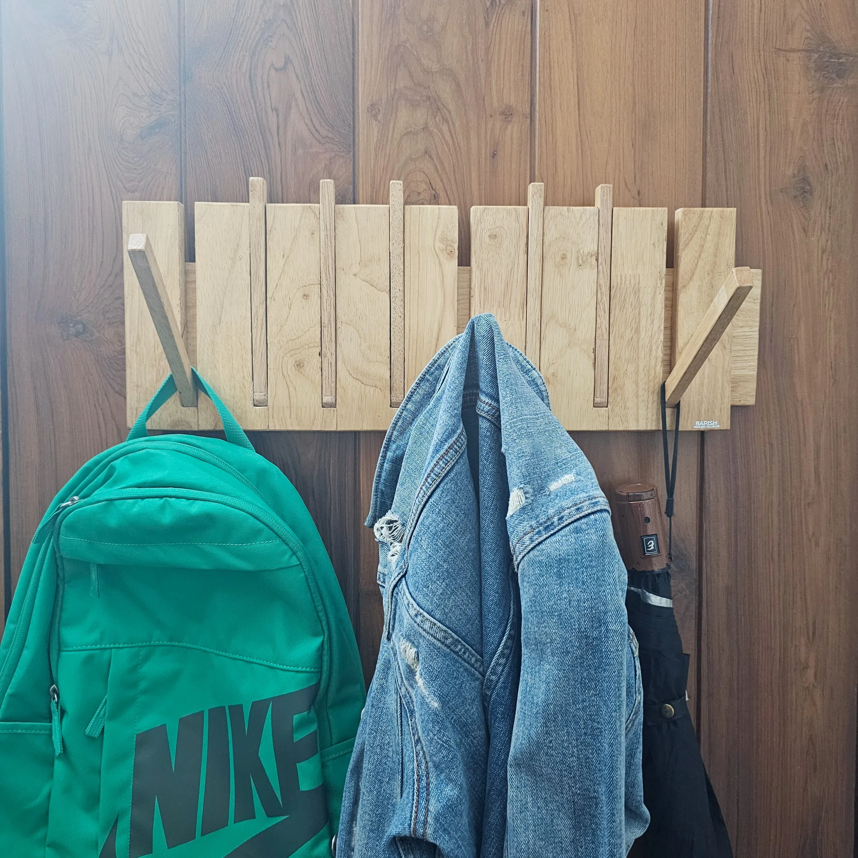 Wall Mounted Coat Rack - Wooden Rack  for Bedroom & Living Room- Large and Versatile