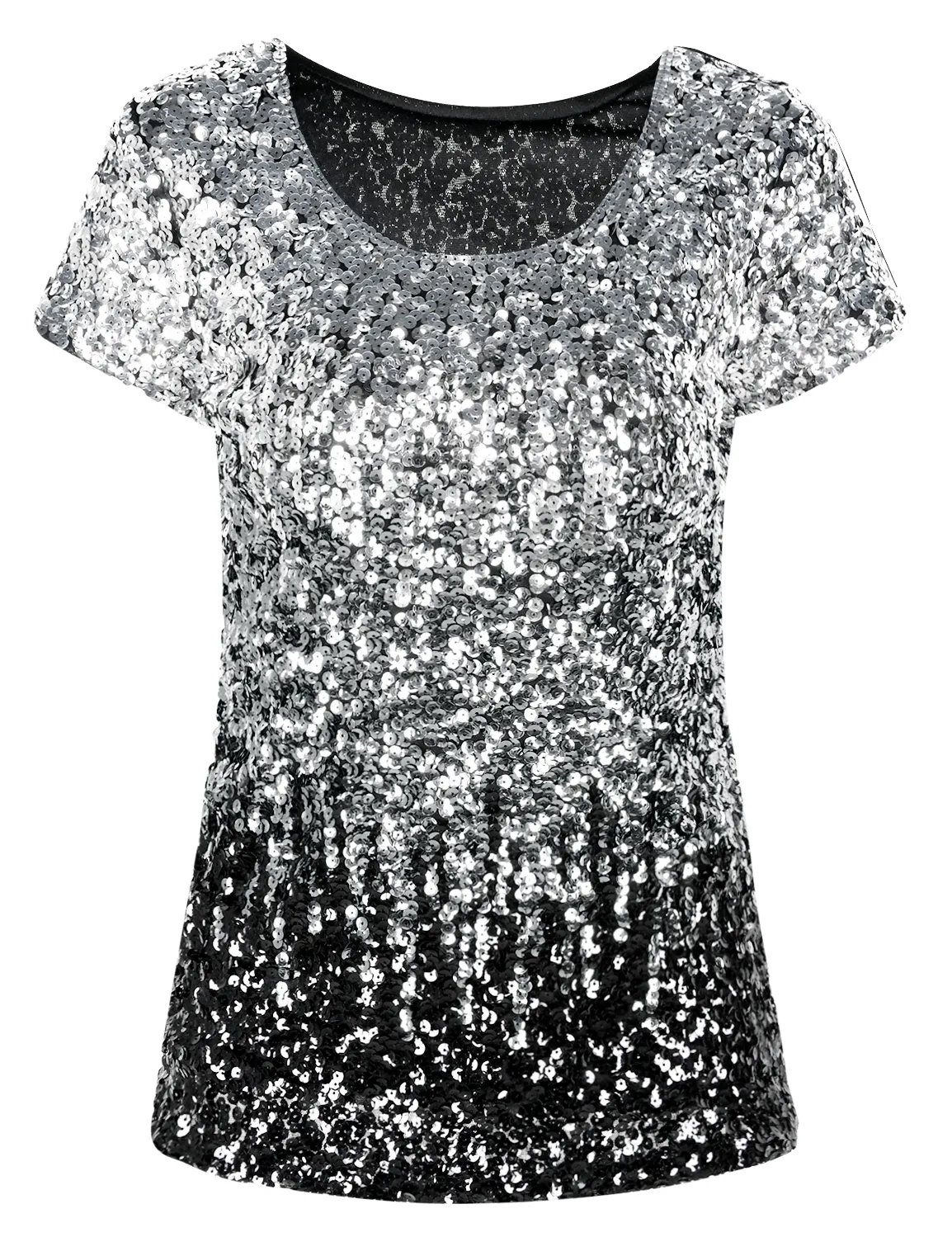 Women's Short Sleeve Sequin Blouse Tops Cocktail