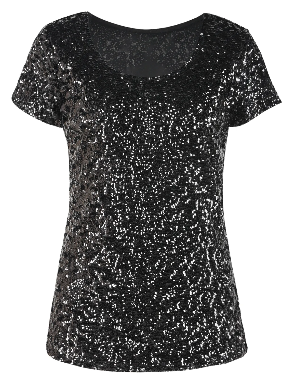 Women's Short Sleeve Sequin Blouse Tops Cocktail