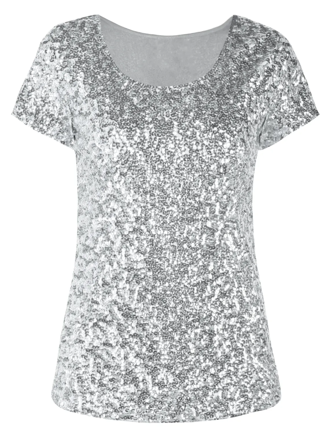 Women's Short Sleeve Sequin Blouse Tops Cocktail