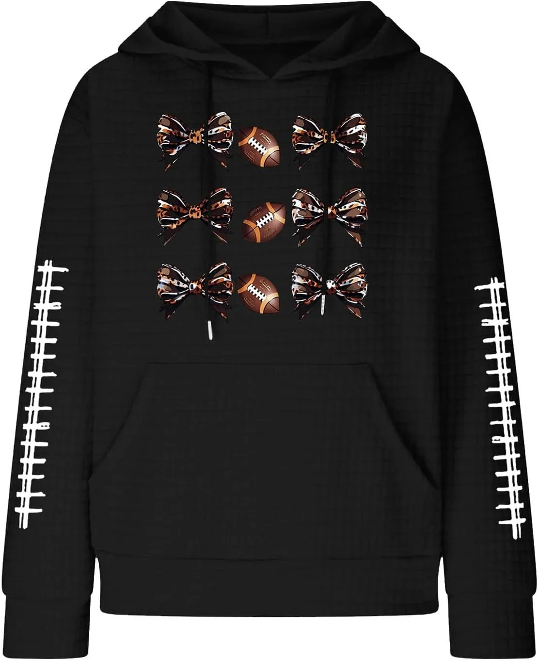 Womens Waffle Knit Hoodies Funny Football Graphic Shirt Game Day Hooded Sweatshirt Casual Pullover Tops 2025