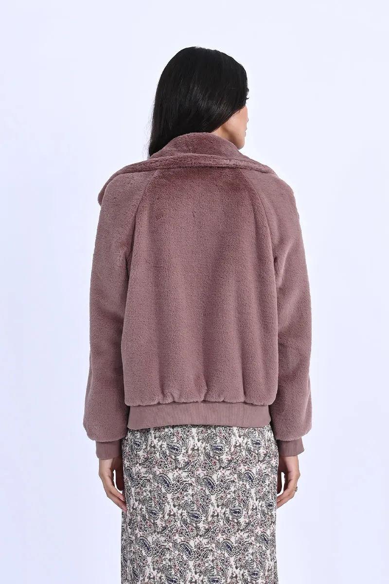 Zipped Faux Fur Jacket